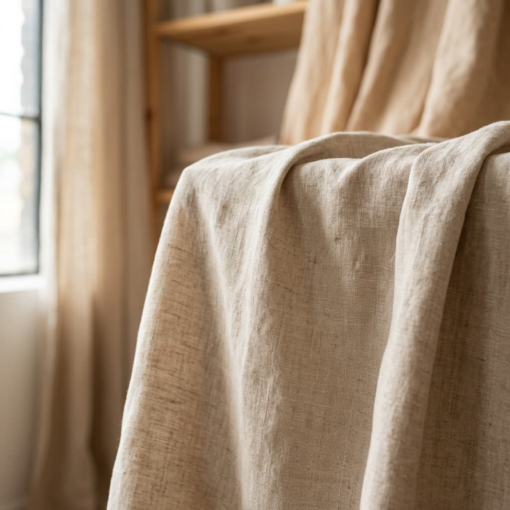 Tecido Linho Borá com caimento fluido e aspecto natural - Cortinas Brás